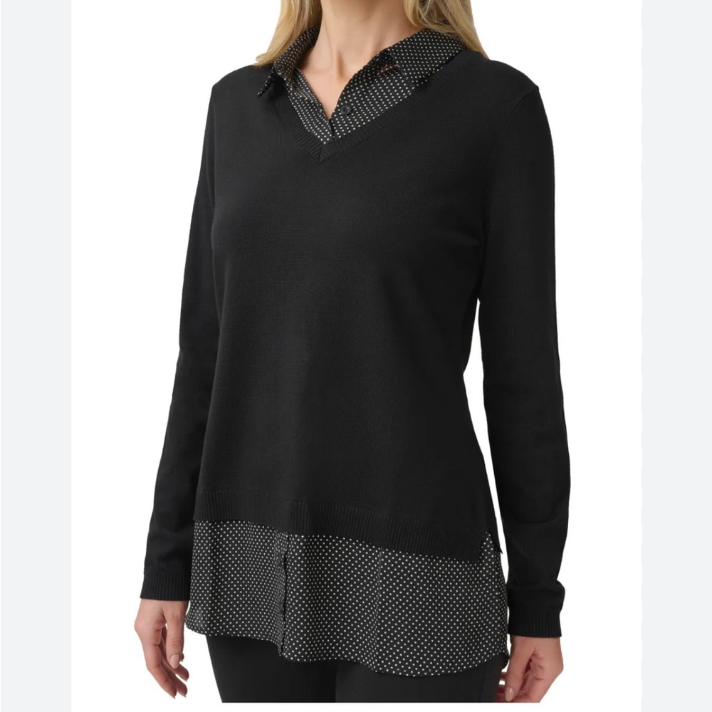Adrianna Papell Black Sweater with Polka Dot Detail